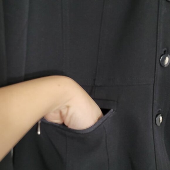 Proportion Petite Conrad C Black Button Down Faux Leather Trim Jacket 6 Petite - Picture 7 of 13